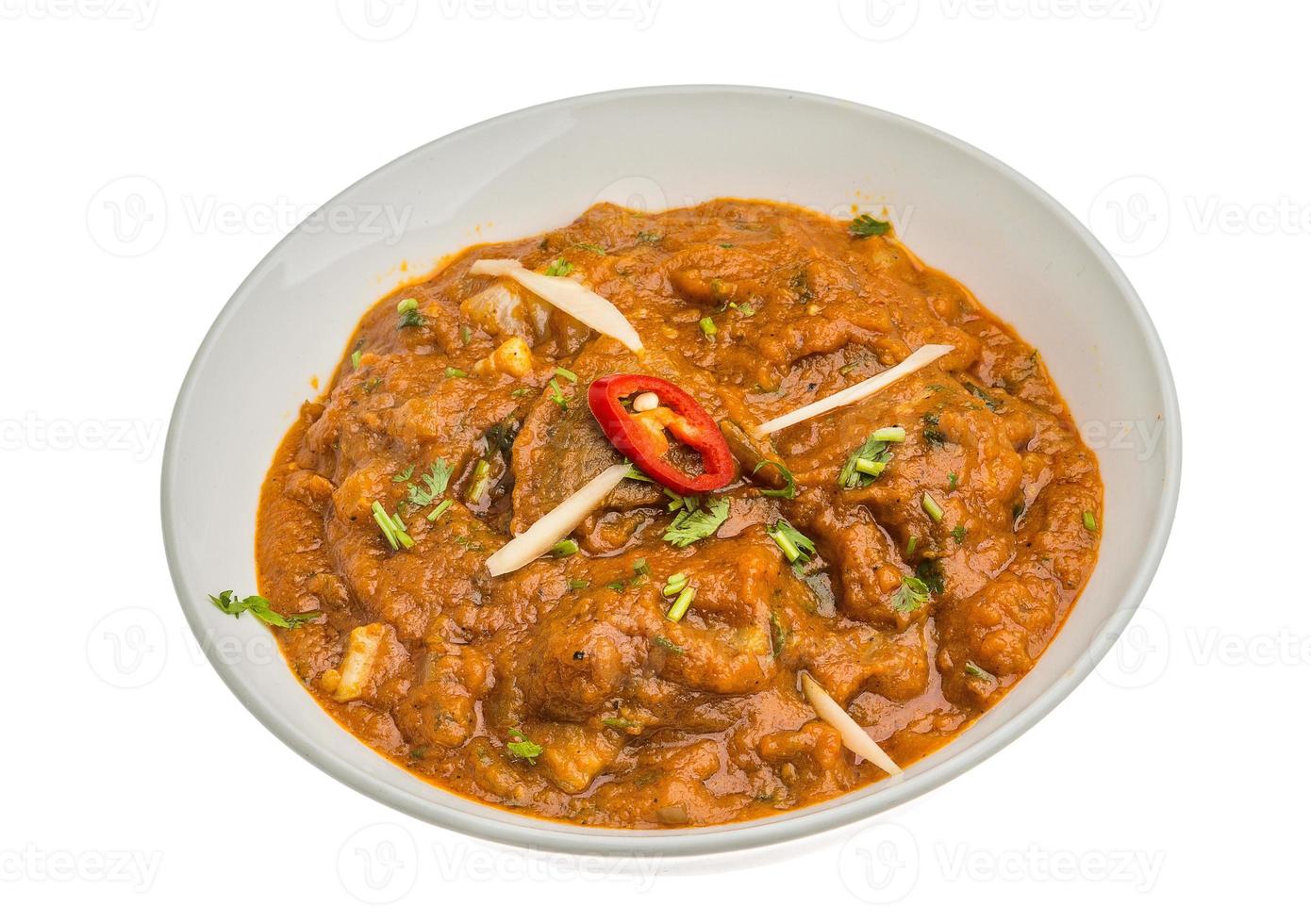 Lamb vindaloo on white photo