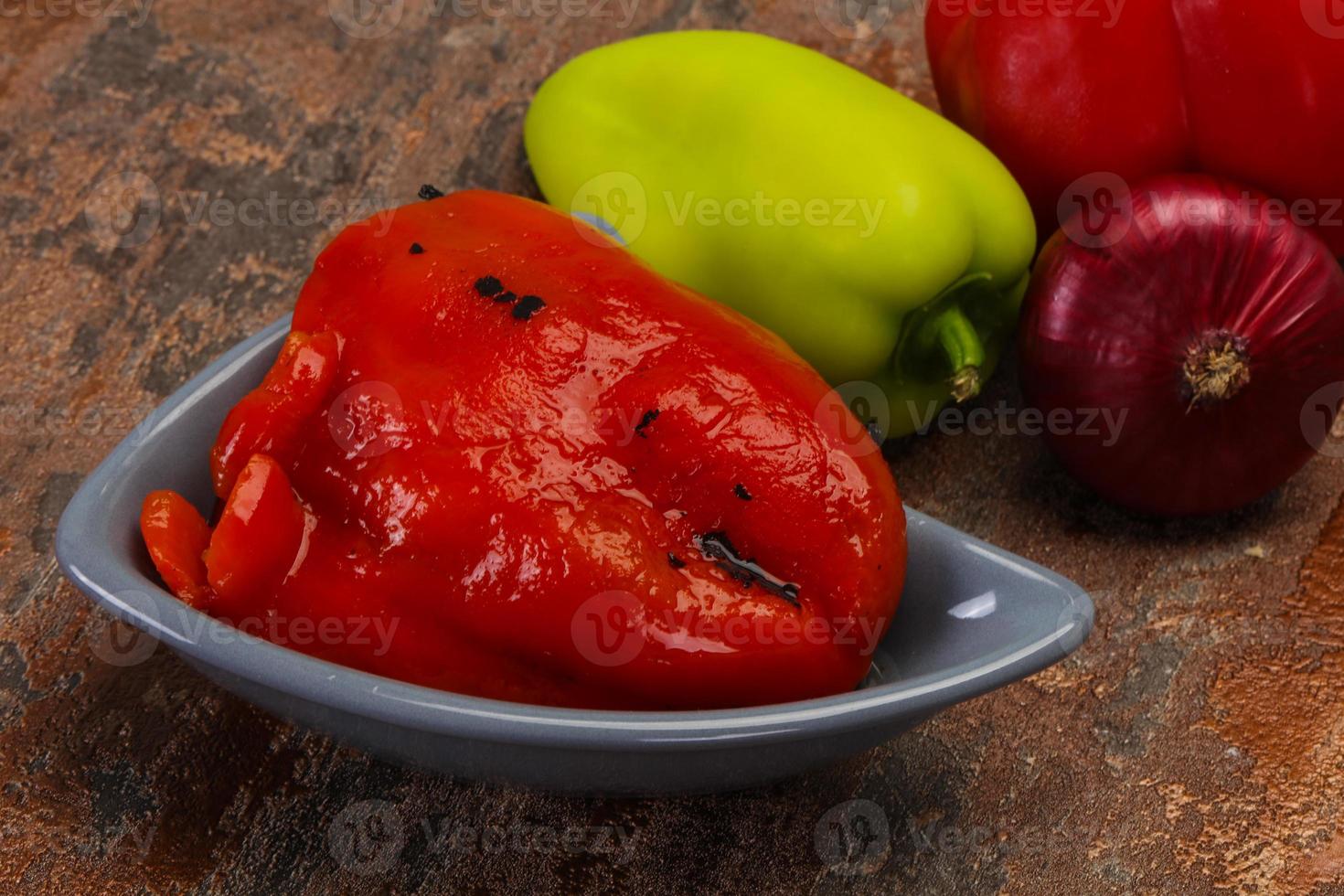 Marinated baked red bell pepper photo