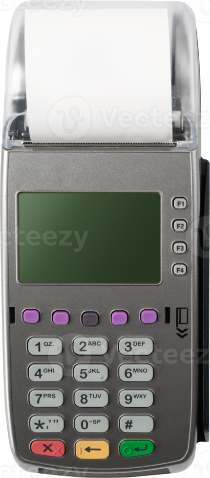 Card reader machine with invoice bill. Online payment concept. png