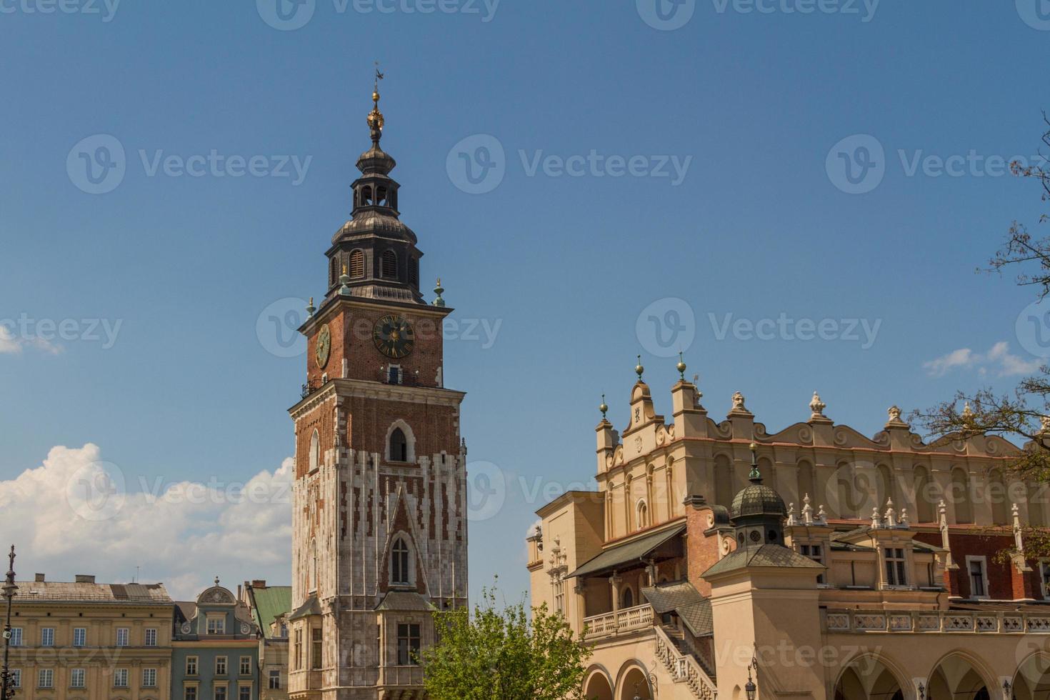 Town hall tower on main square of Krakow photo