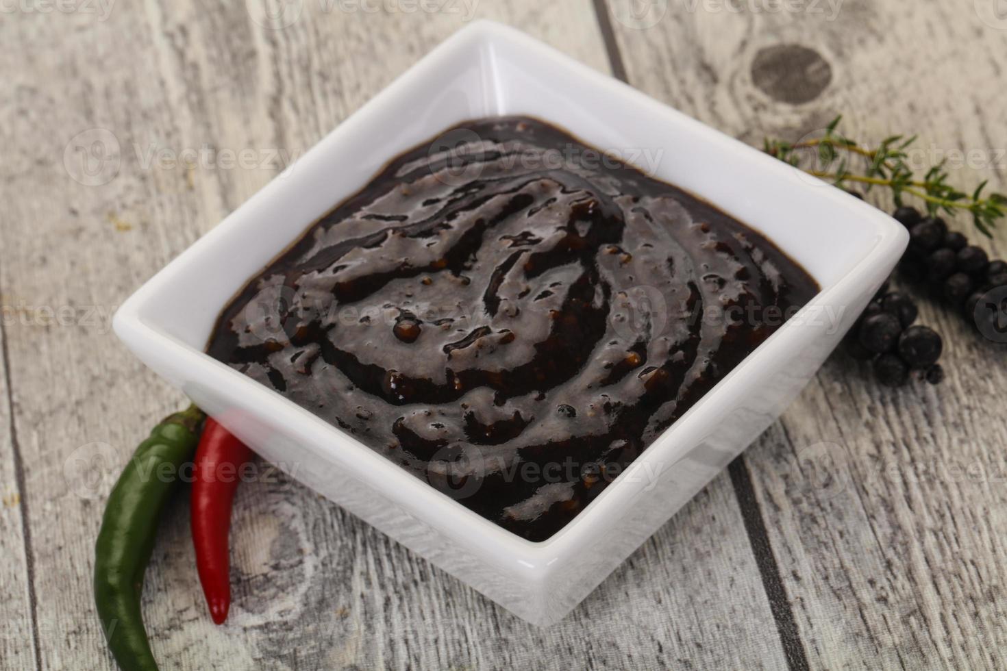 Black pepper sauce for meat photo