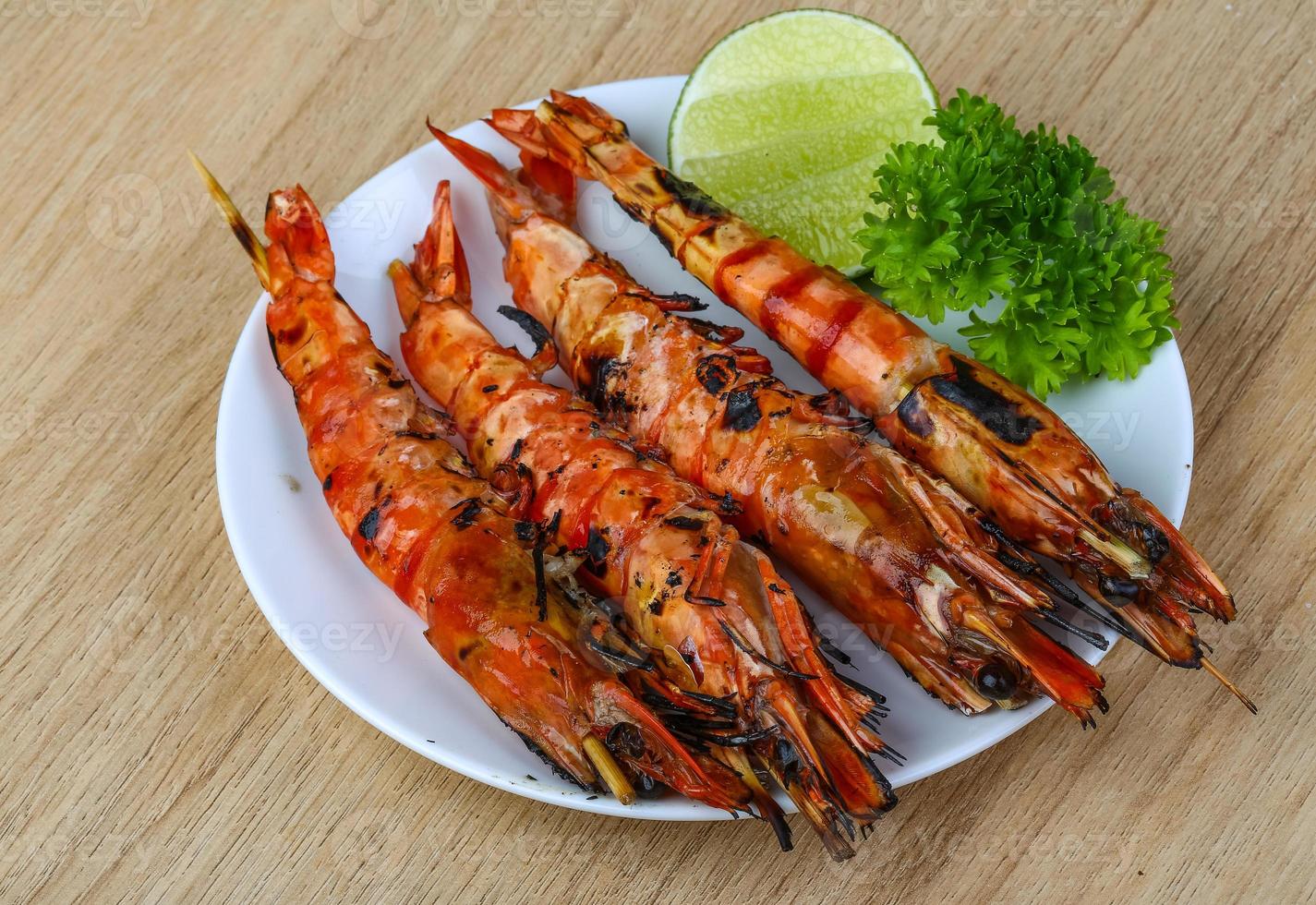 Grilled king prawns photo