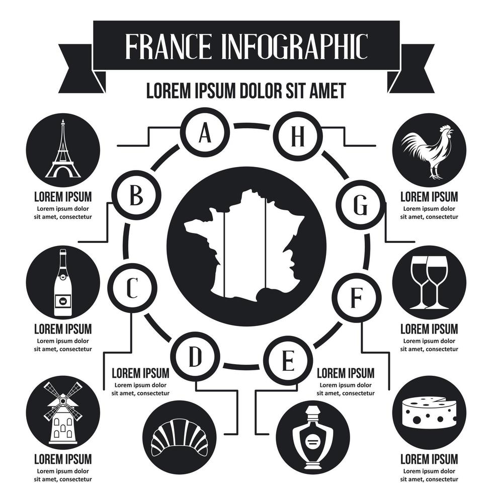 France infographic concept, simple style vector