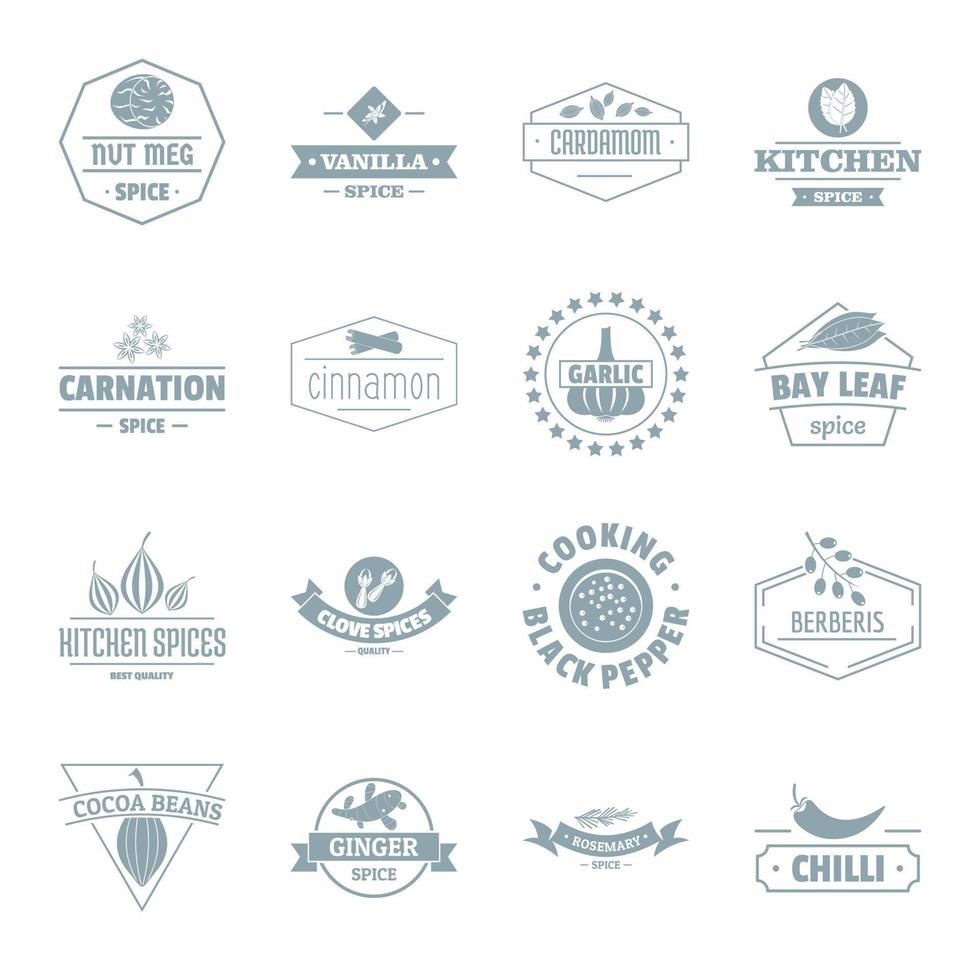 Spice logo icons set, simple style vector