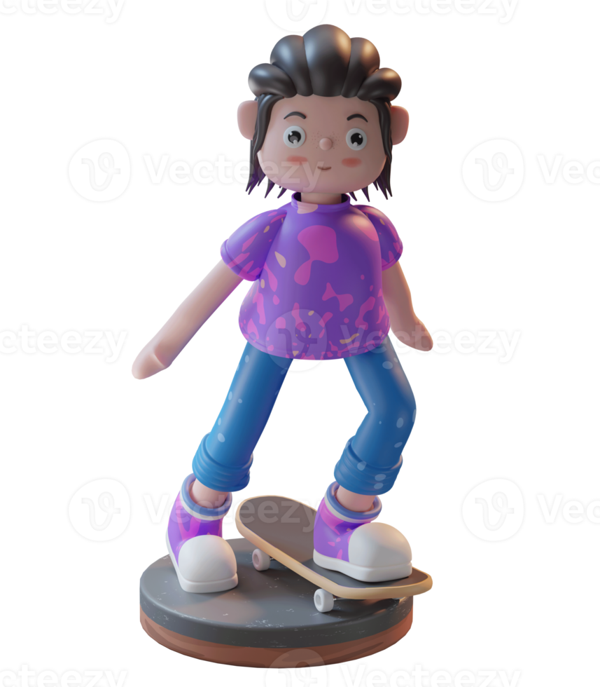 3D Illustration, Character Playing Skateboard with a podium, used for web, app, infographic, etc png