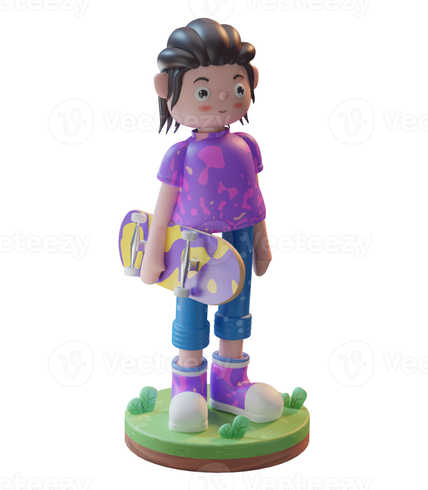 3D Illustration, Character Playing Skateboard with a podium, used for web, app, infographic, etc png