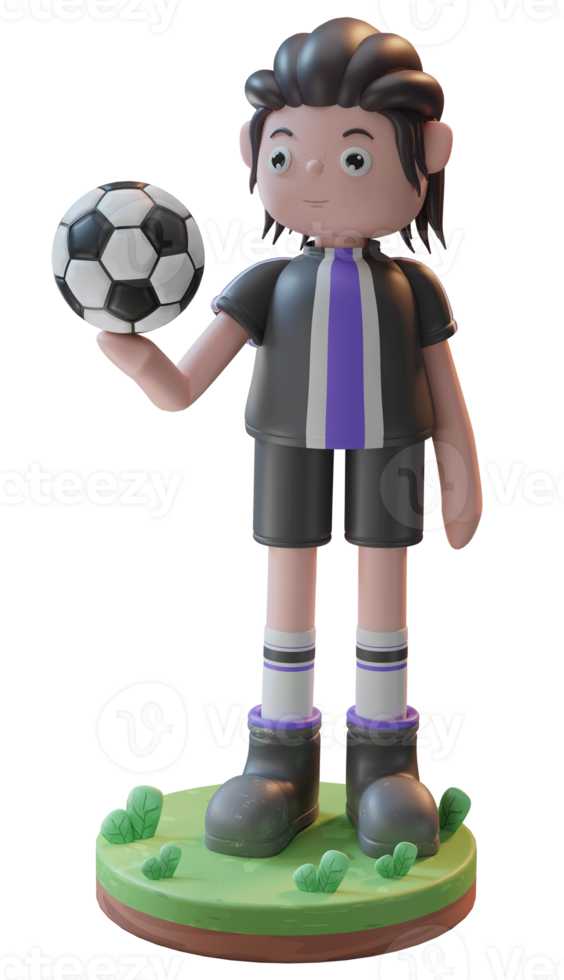 3D-rendering concept illustratie van voetballer karakters, gebruikt voor web, app, infographic, enz png