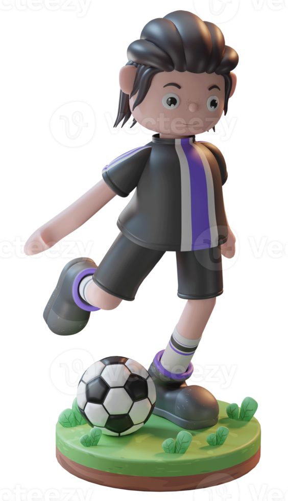 Ilustración del concepto de renderizado 3d de personajes de jugadores de fútbol, utilizados para web, aplicación, infografía, etc. png