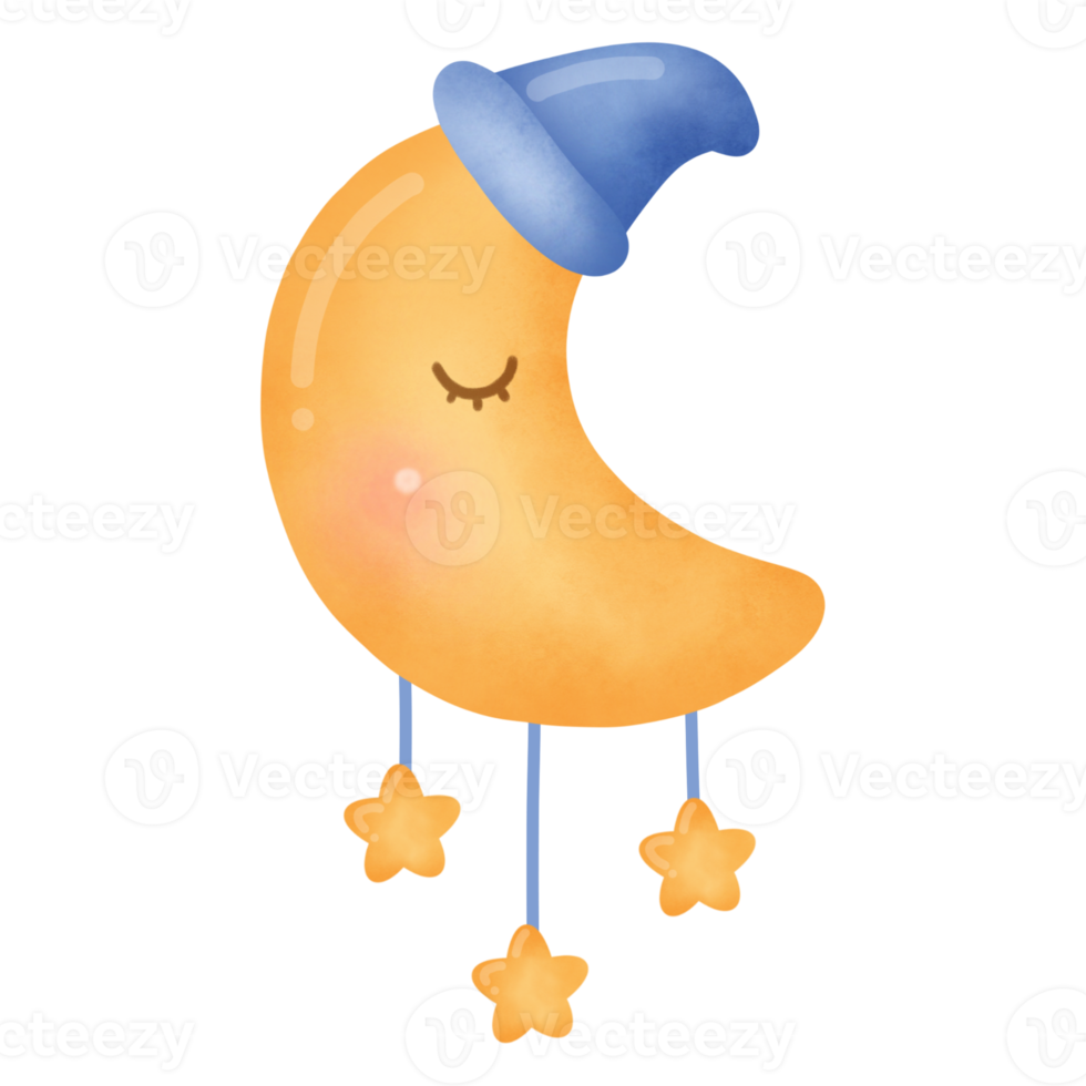 akvarell måne och stjärna clipart png