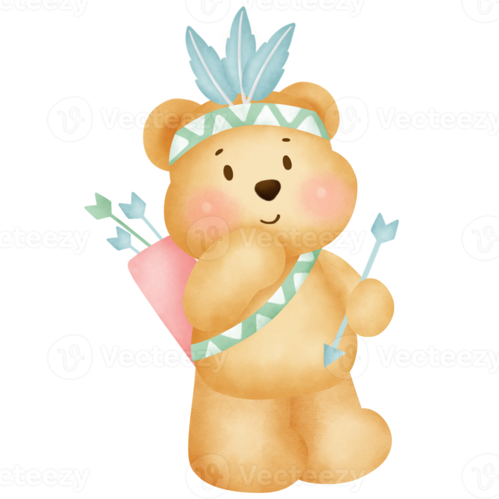 boho bear clipart png