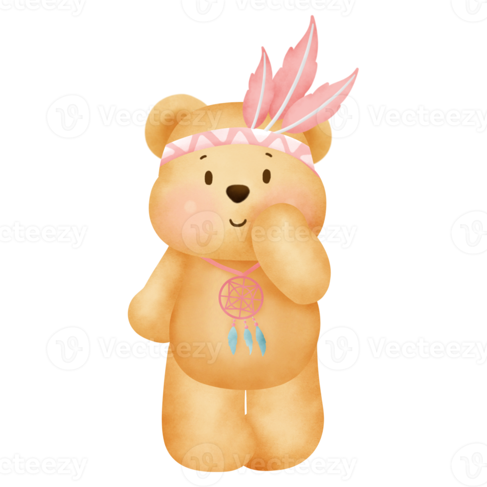 boho bear clipart png