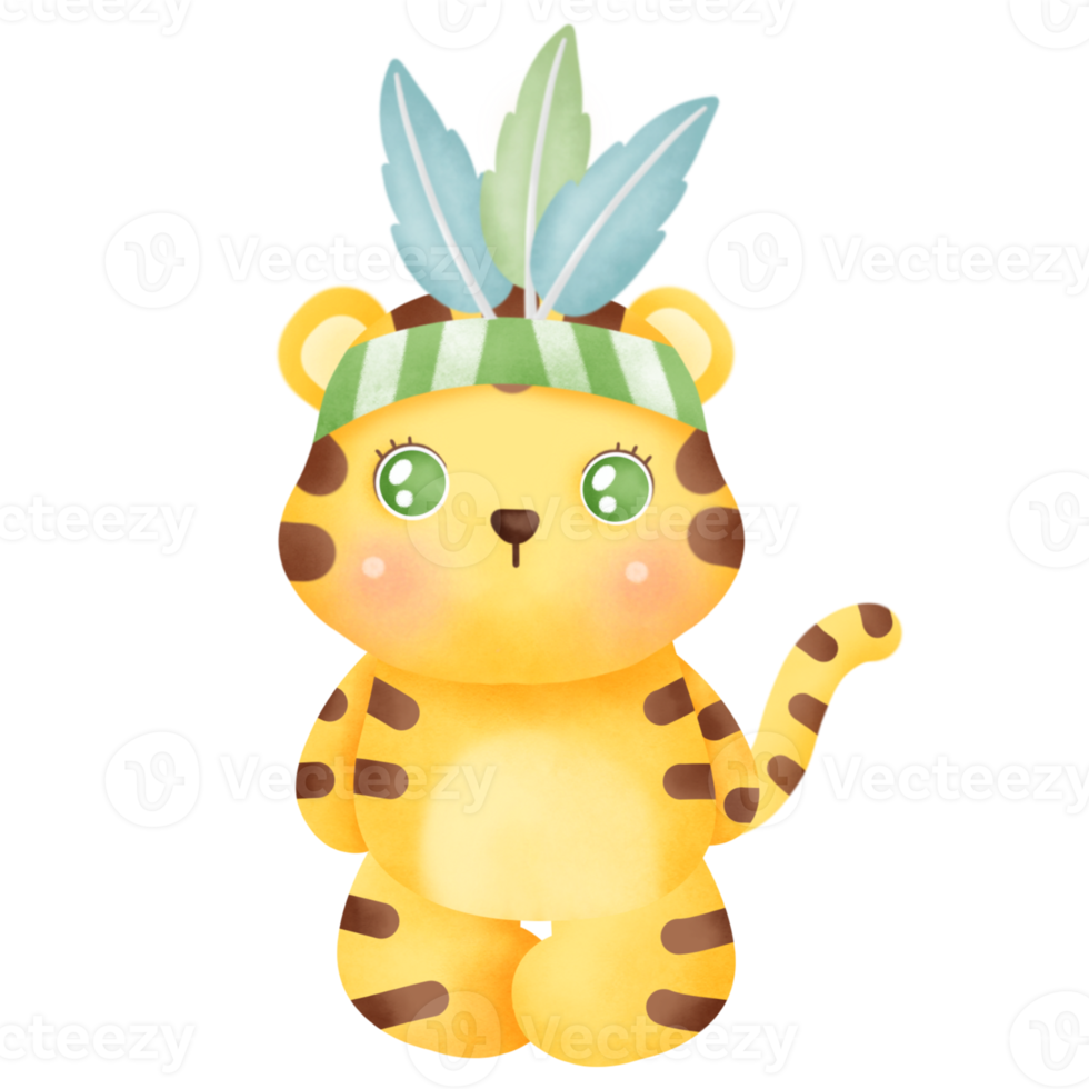 boho cute tiger clipart png