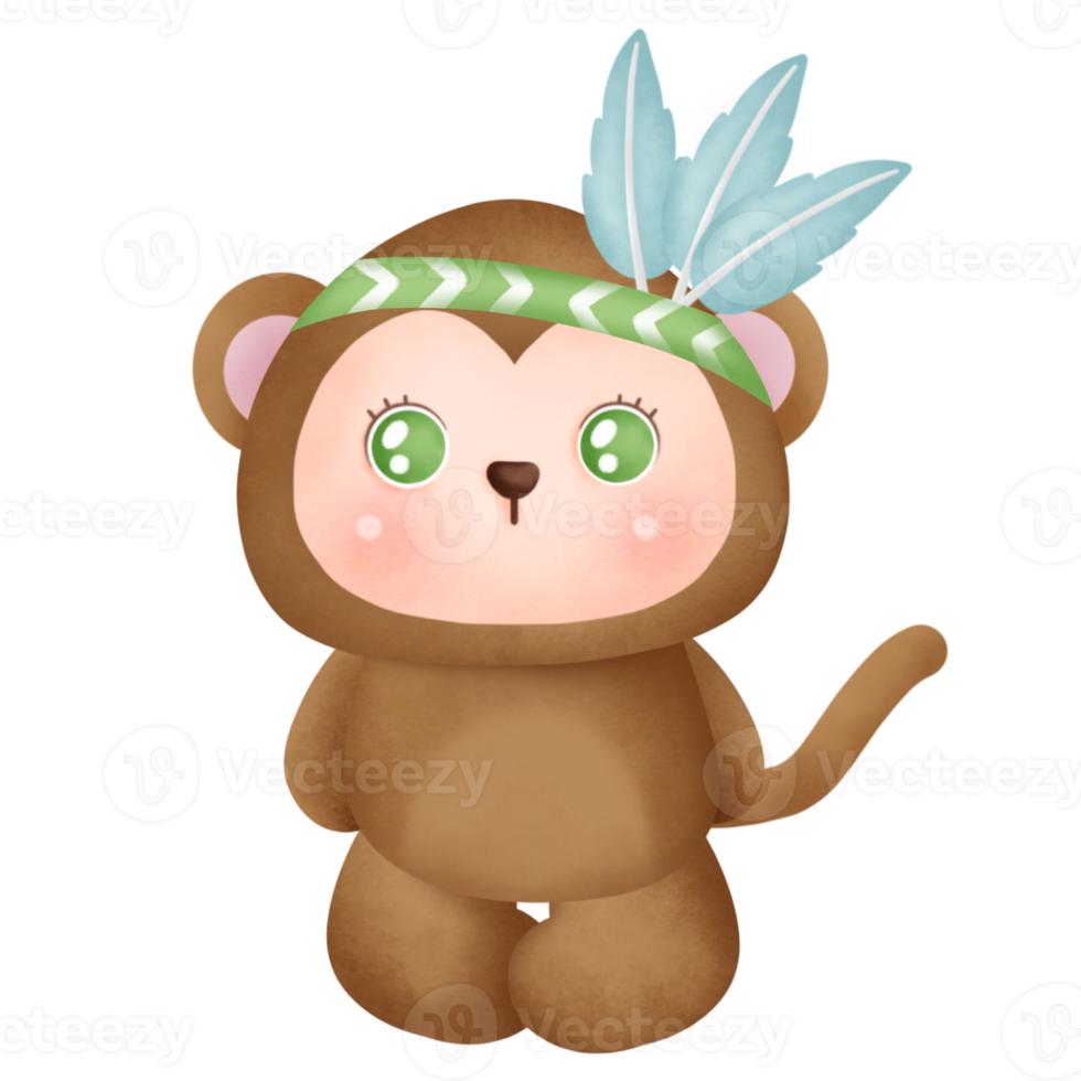 boho monkey clipart png