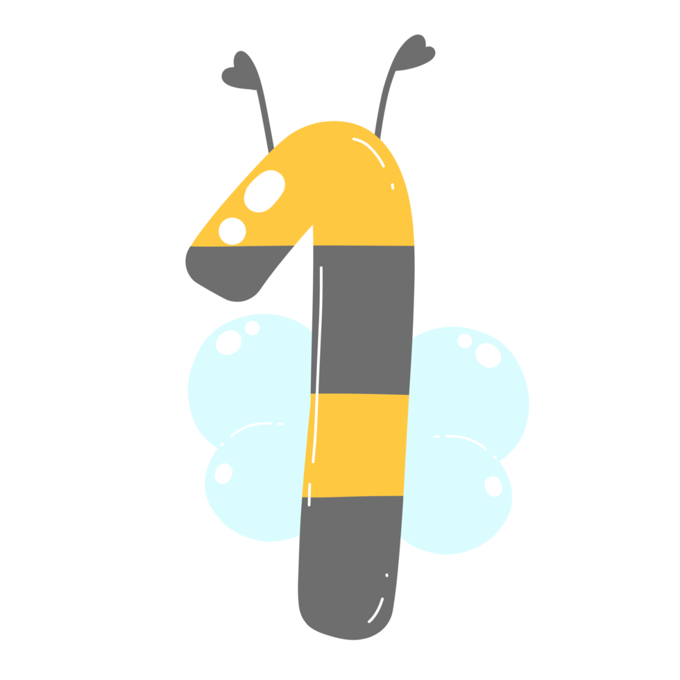 Cute bumble bee numeric png