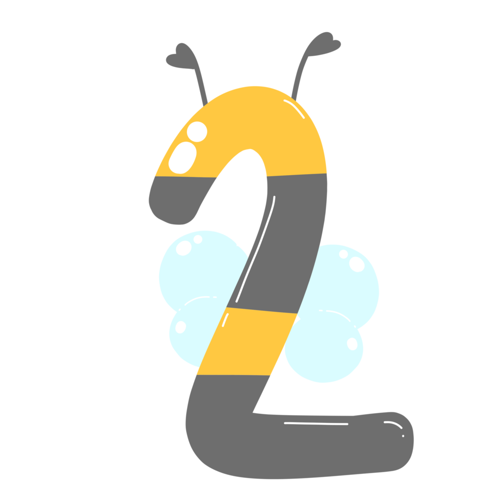 Cute bumble bee numeric png