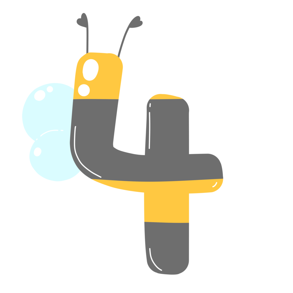 Cute bumble bee numeric png