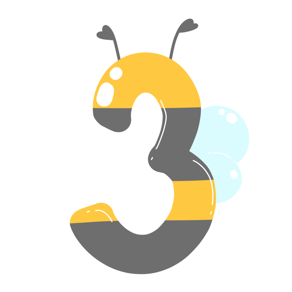 Cute bumble bee numeric png