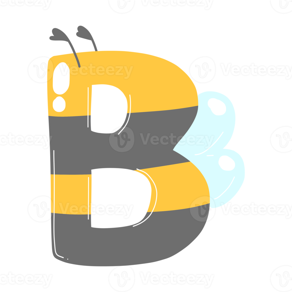 Alphabet illustration bee and honey. png