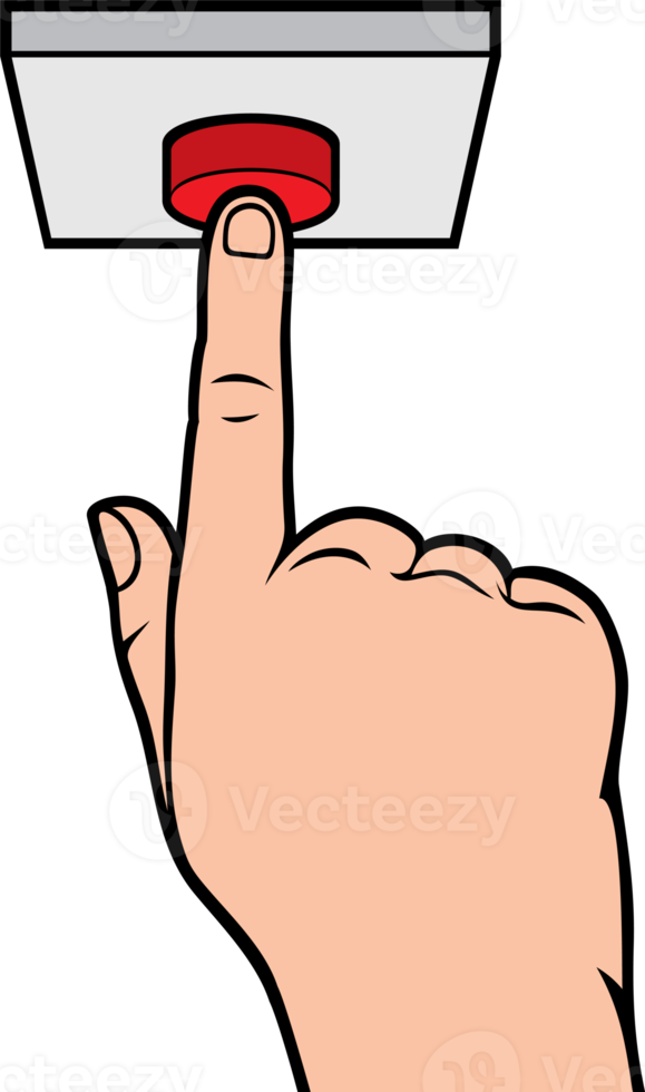 Hand pressing alarm button png illustration