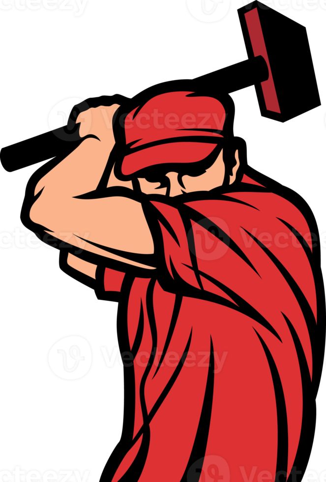 Worker holding a hammer - labor day design png