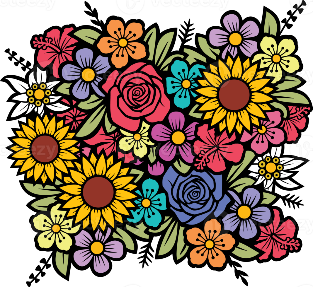 Flowers bouquet color png illustration