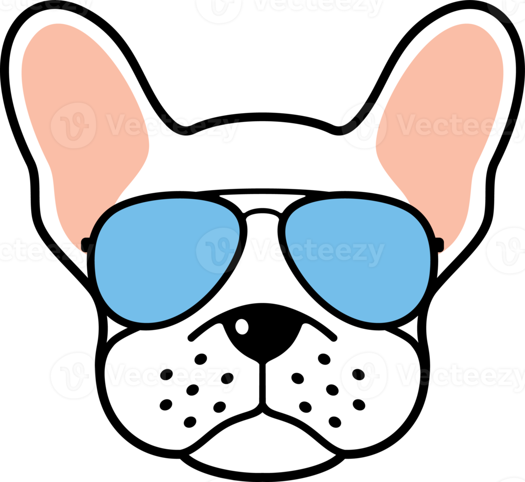 French bulldog with aviator sunglasses png illustration