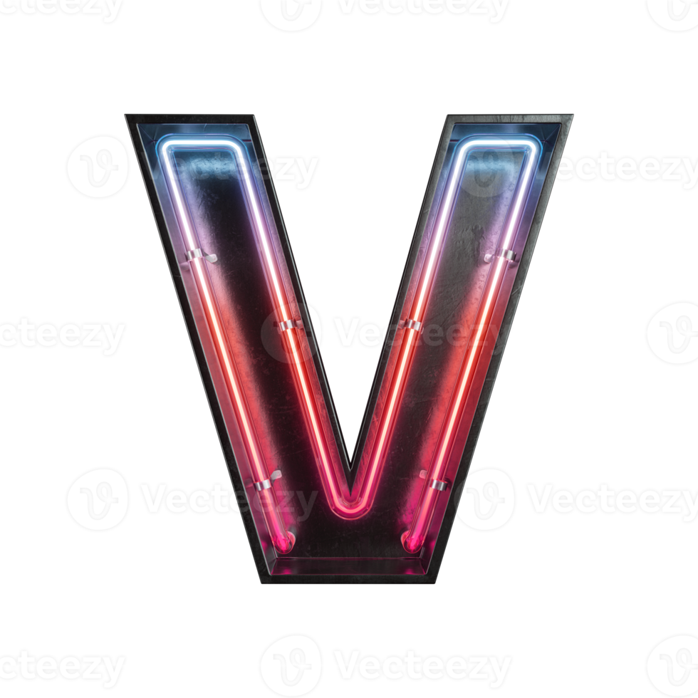 Neon Light Alphabet V png