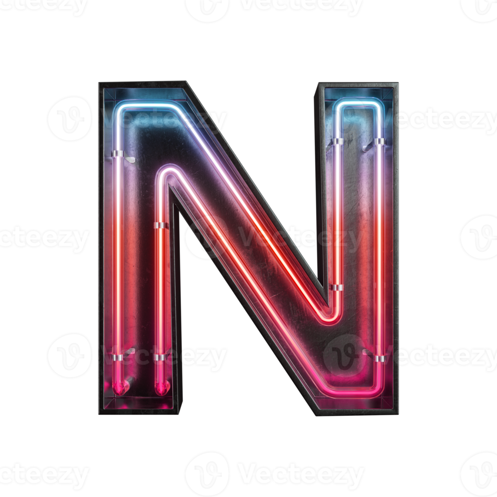 Neon Light Alphabet N png