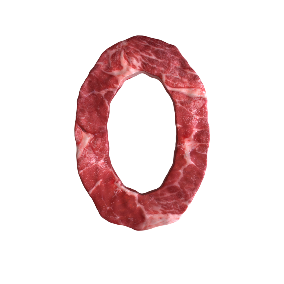 Numbers made of meat png