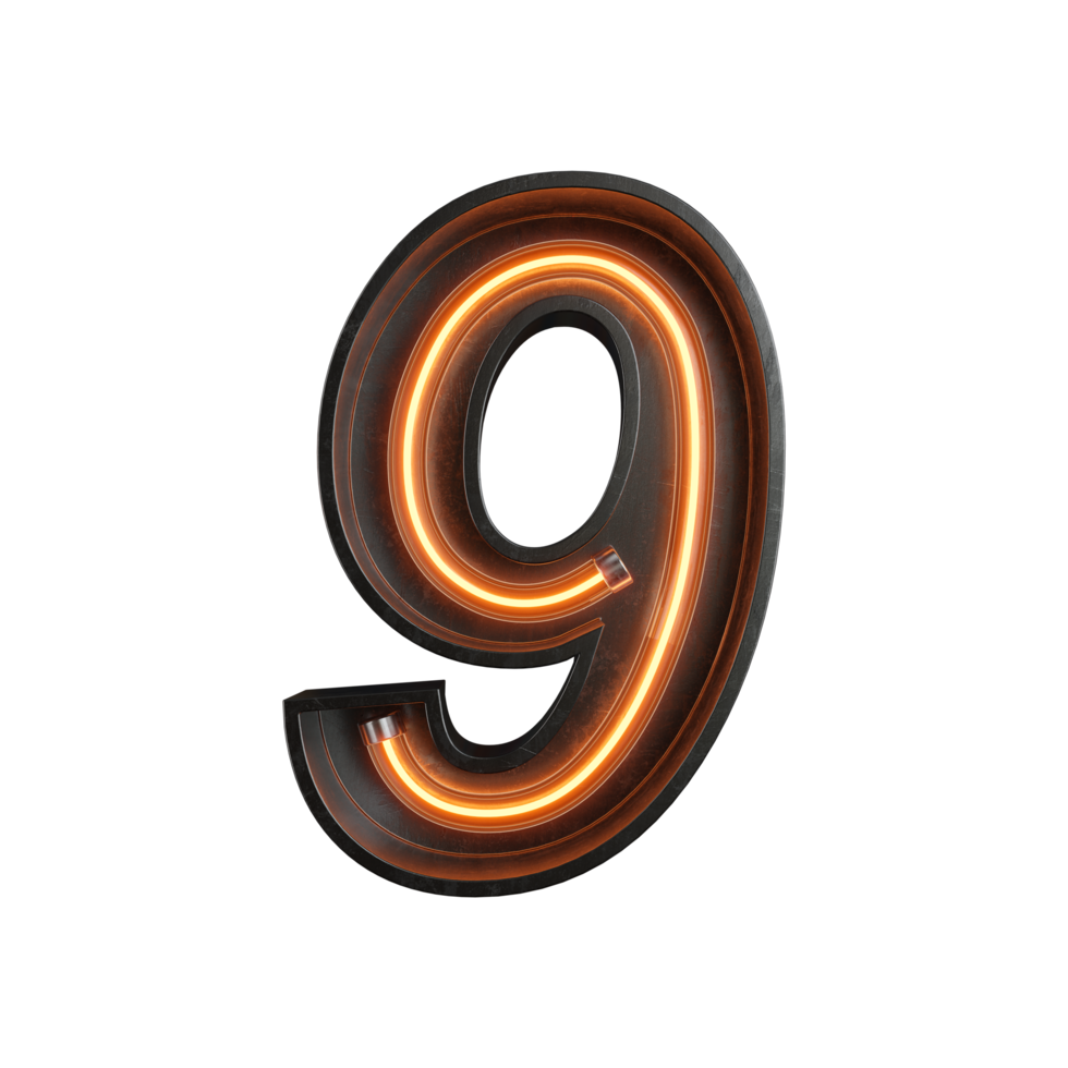 Number made from Neon Light png