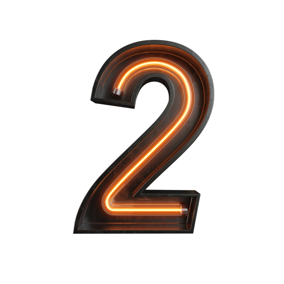 Number made from Neon Light png