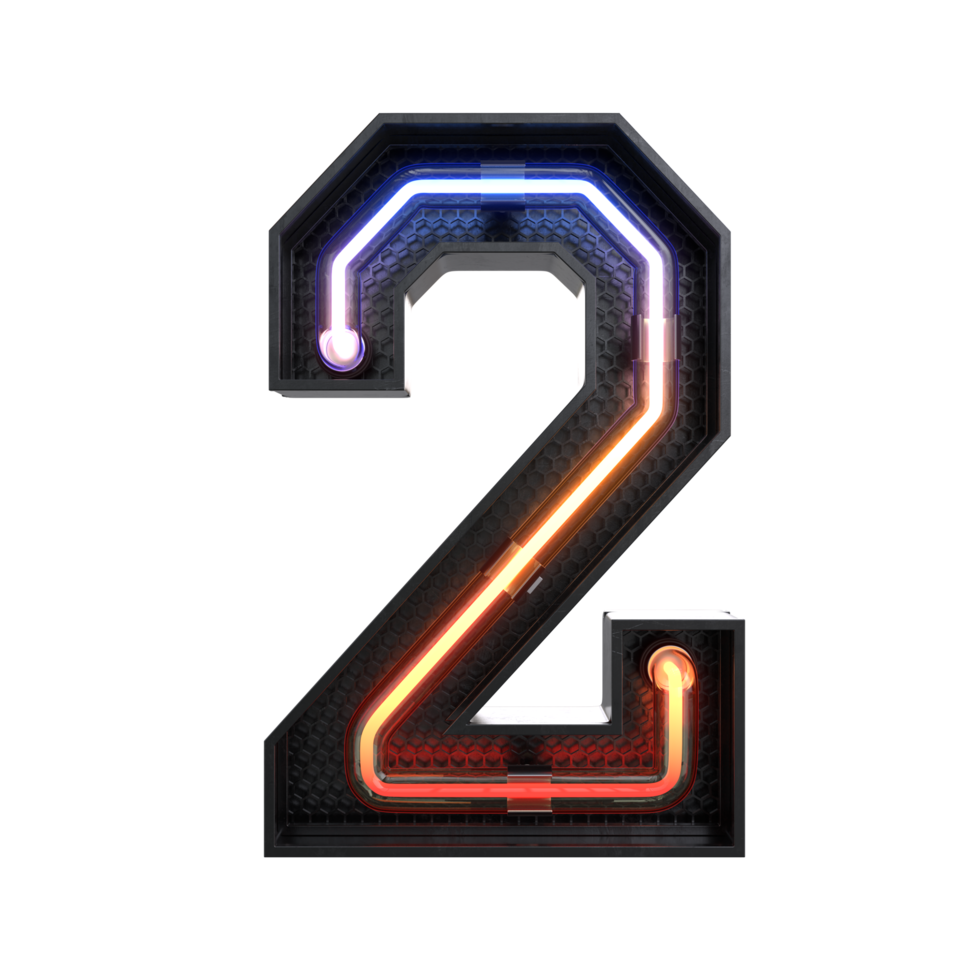 Number  made from Neon Light png