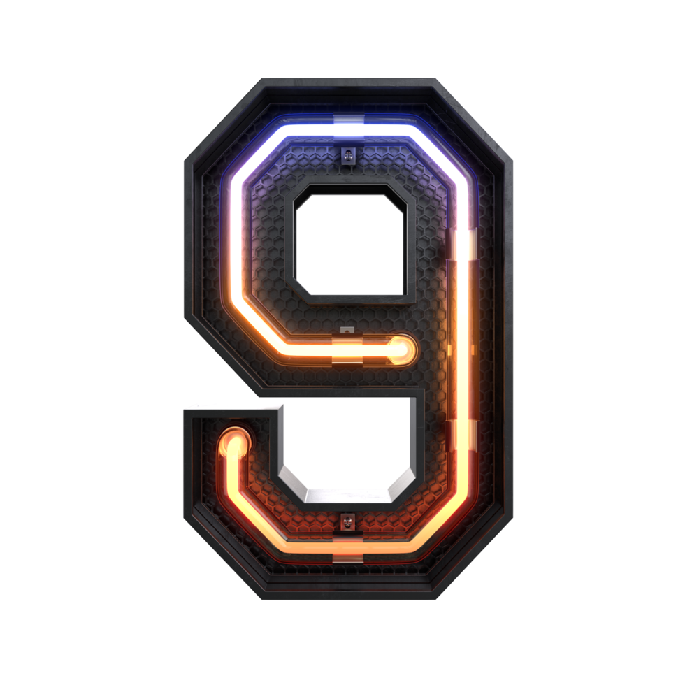 Number  made from Neon Light png