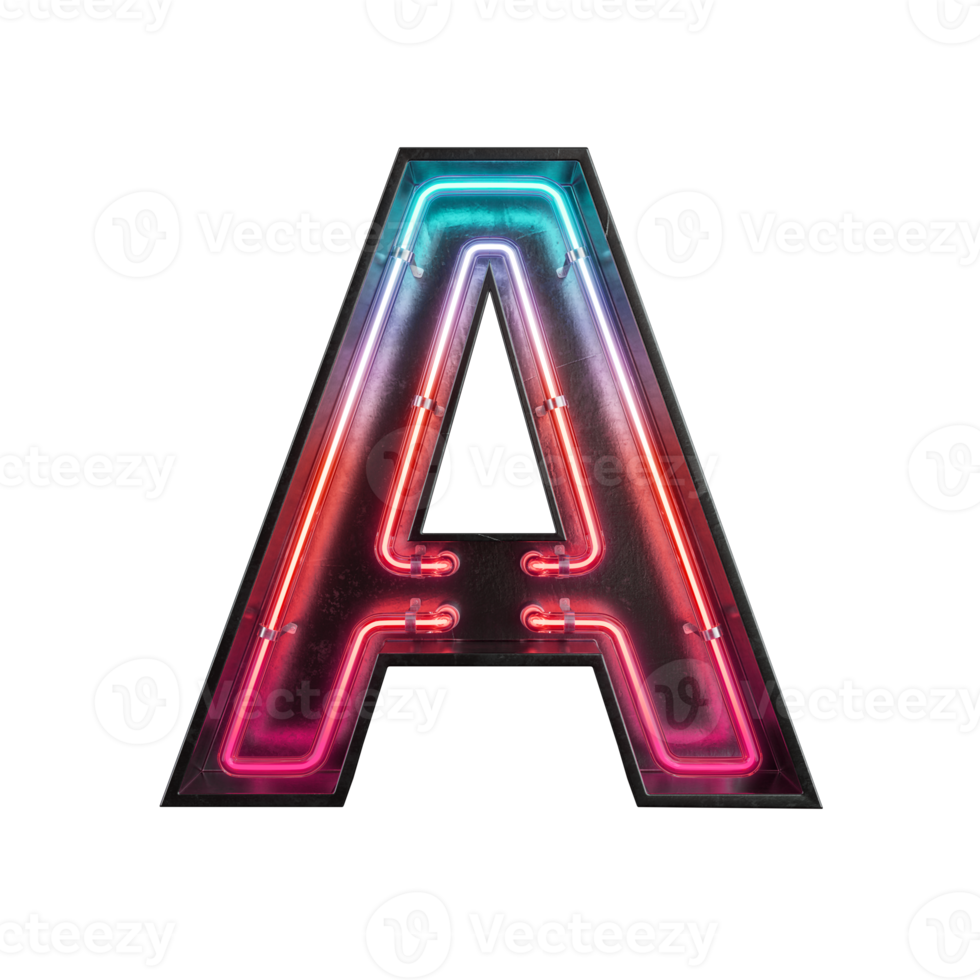 Neon Light Alphabet A png