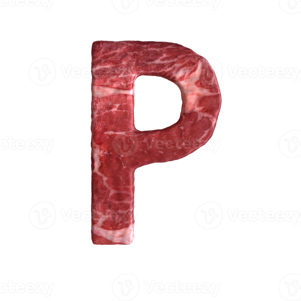 Alphabet made of meat png