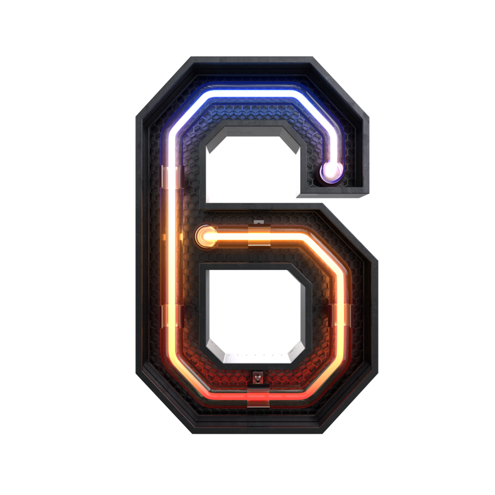 Number  made from Neon Light png