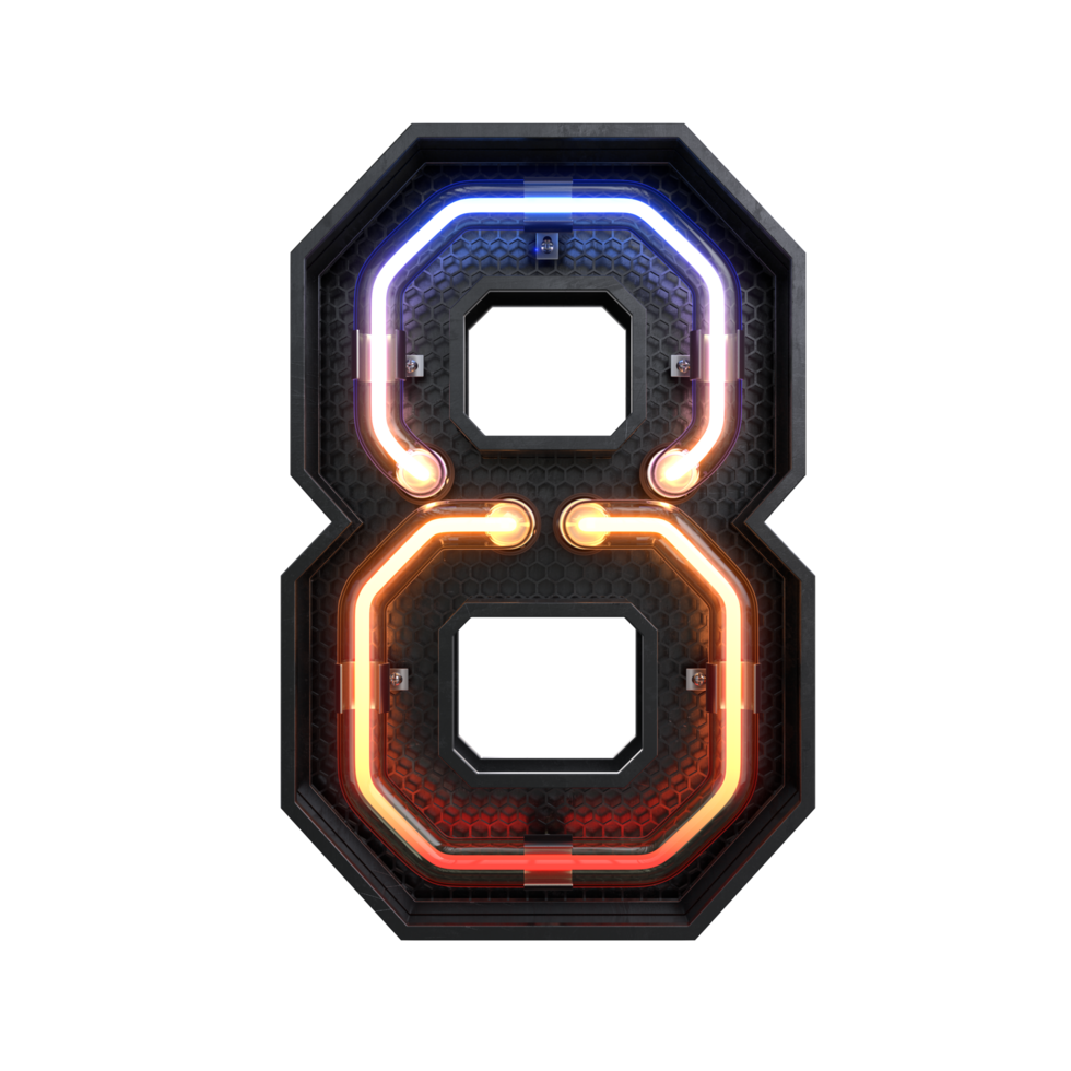 Number  made from Neon Light png