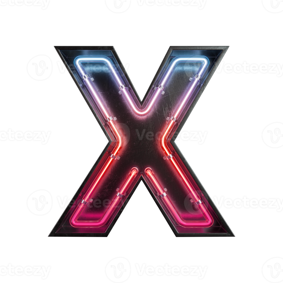 Neon Light Alphabet X png