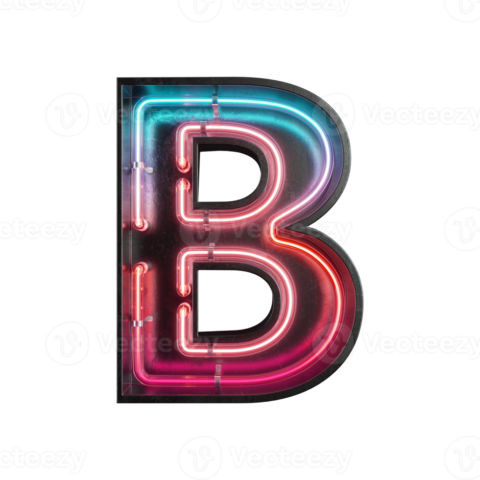 Neon Light Alphabet B png