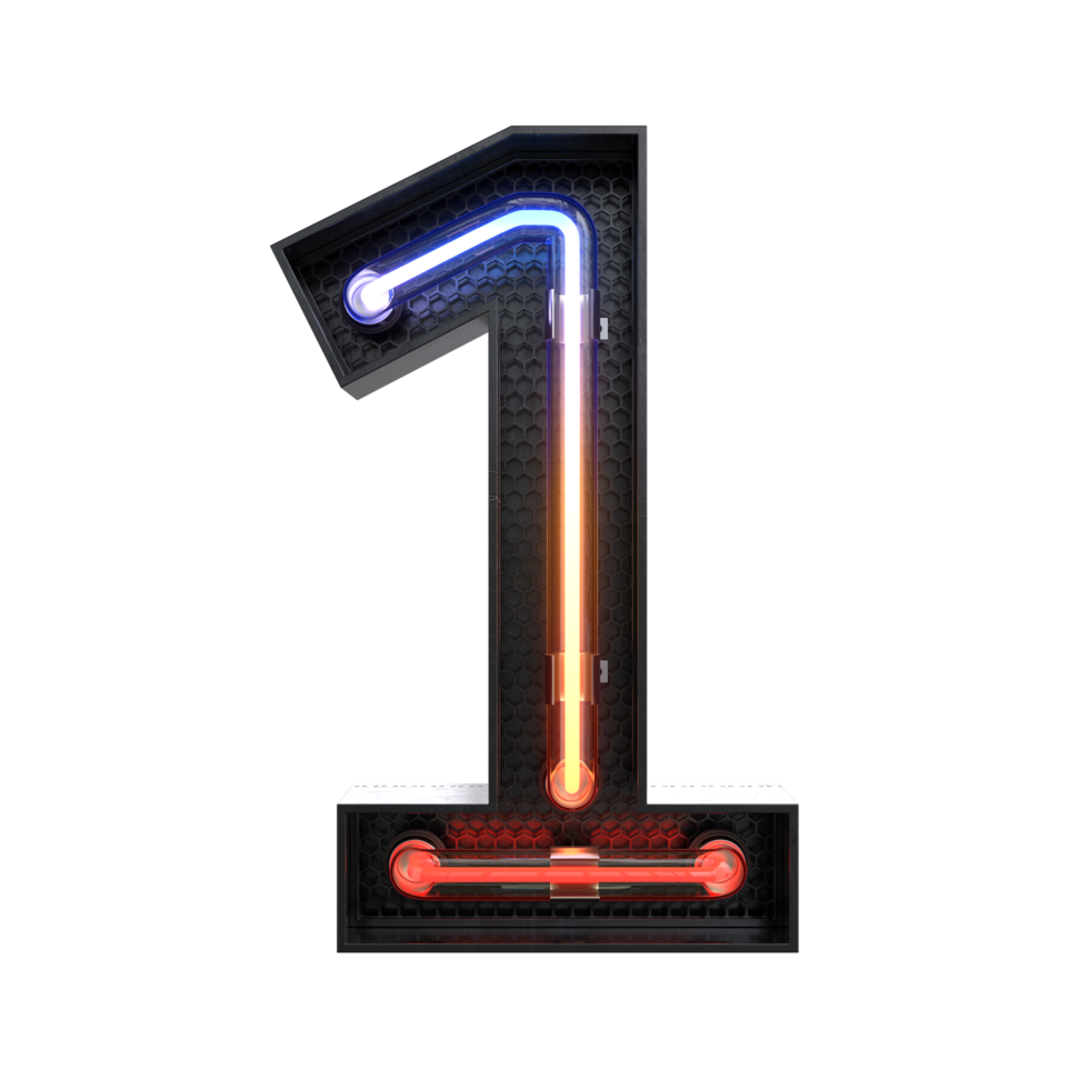 Number  made from Neon Light png