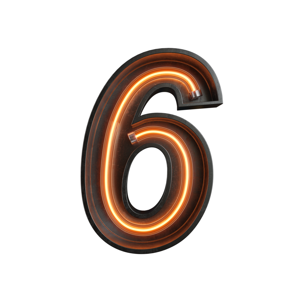 Number made from Neon Light png