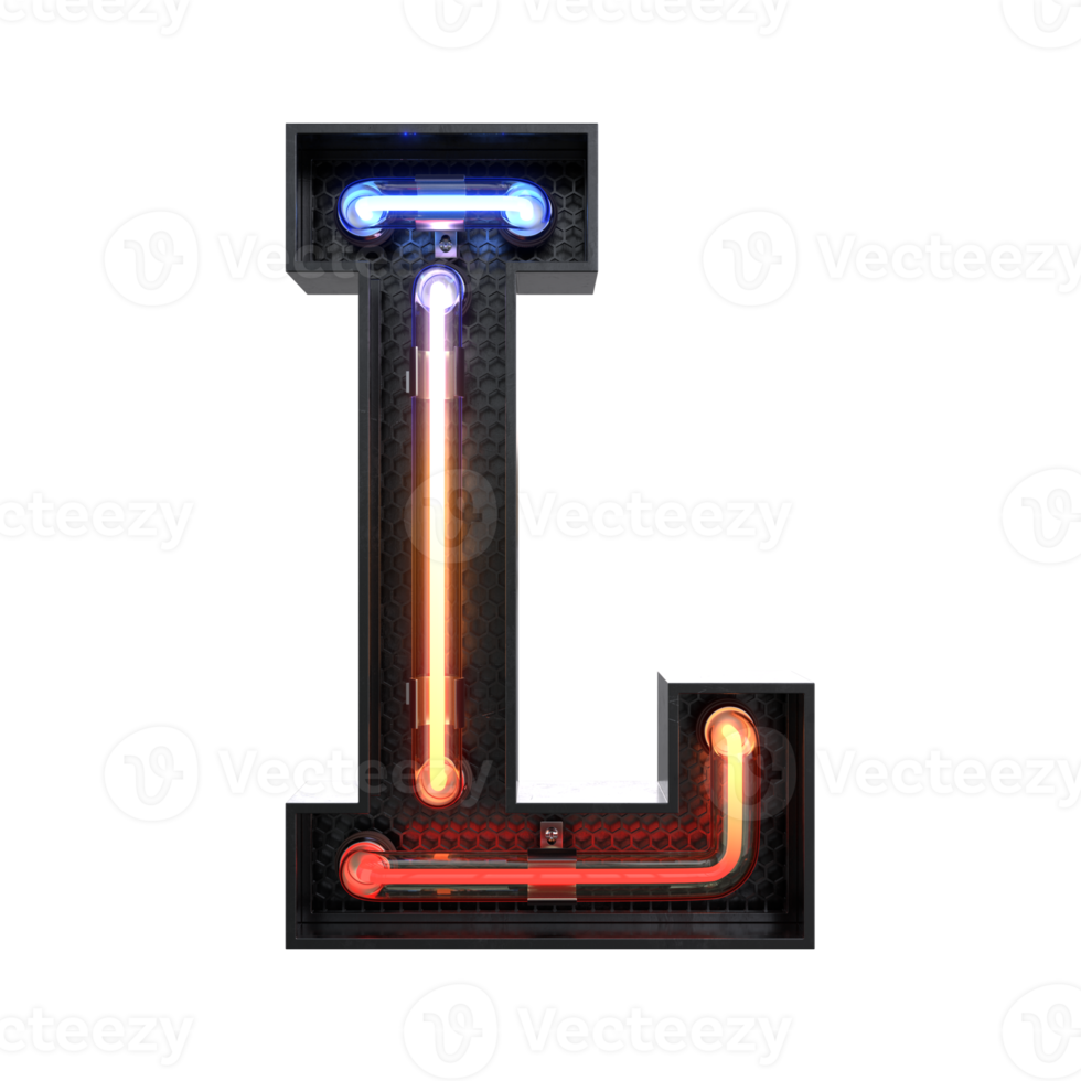 alfabeto de luz de neón png