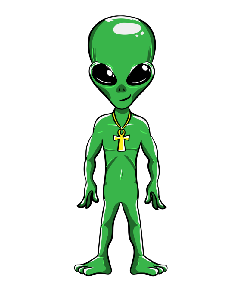 mode spatial de personnage de dessin animé extraterrestre vert png