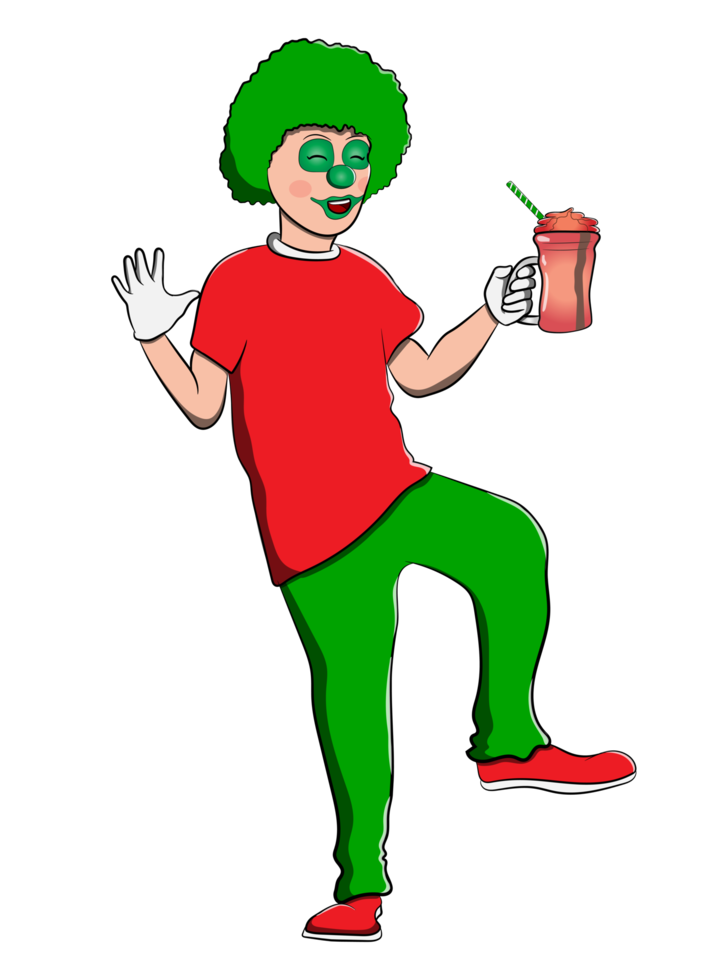 Clown Männer rot und grün trinken Saft Cartoon-Figur png