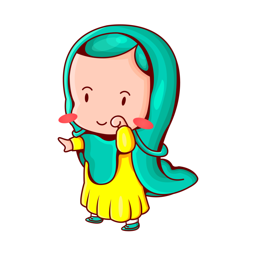 illustration of funny muslim girl with cute pose png