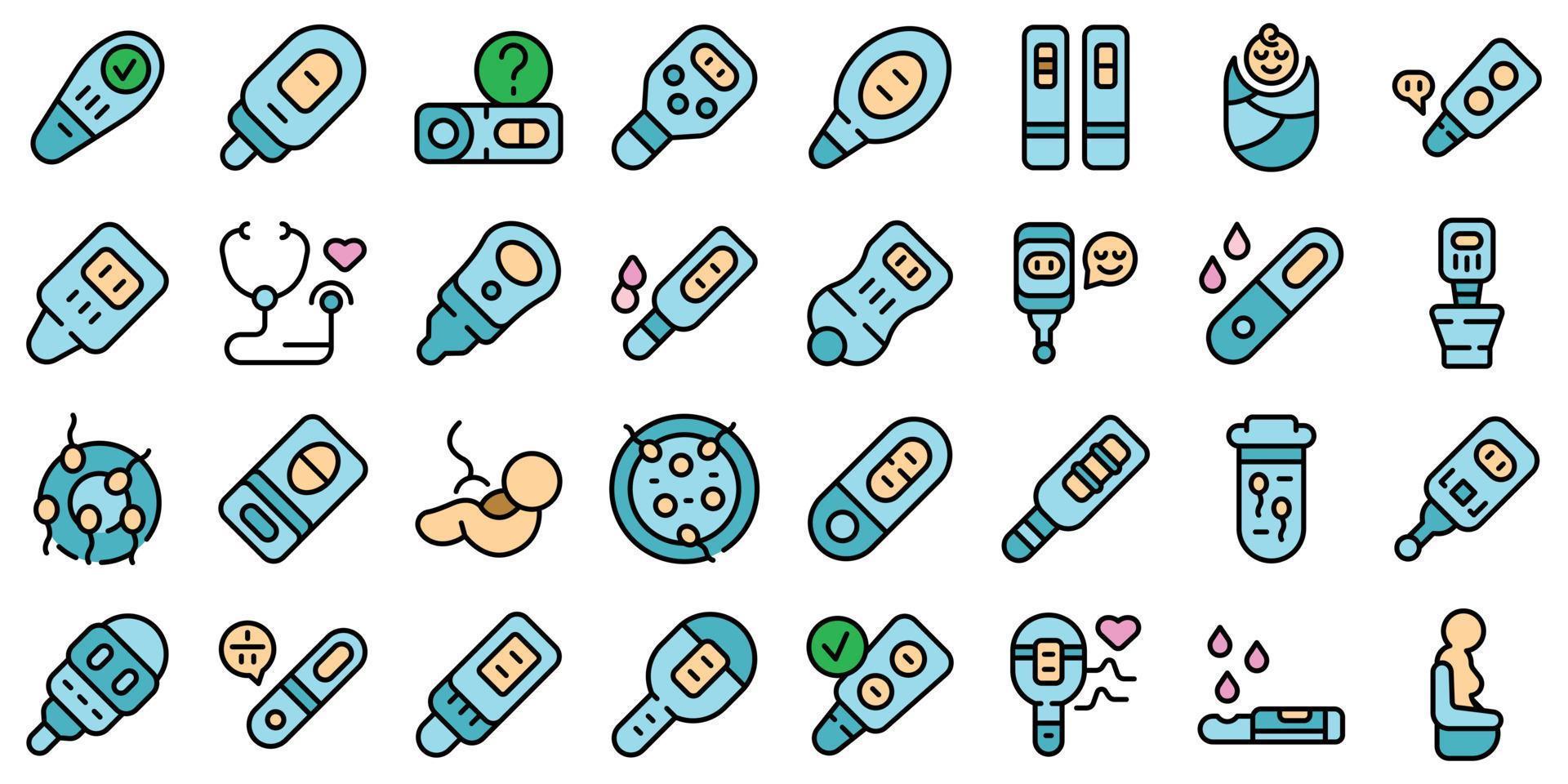 Pregnancy test icons set vector flat