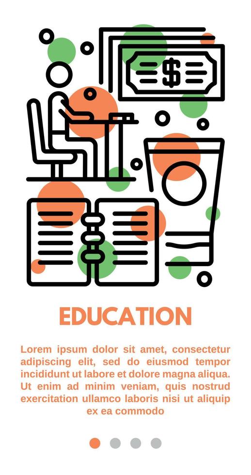 banner de educación, estilo de esquema vector