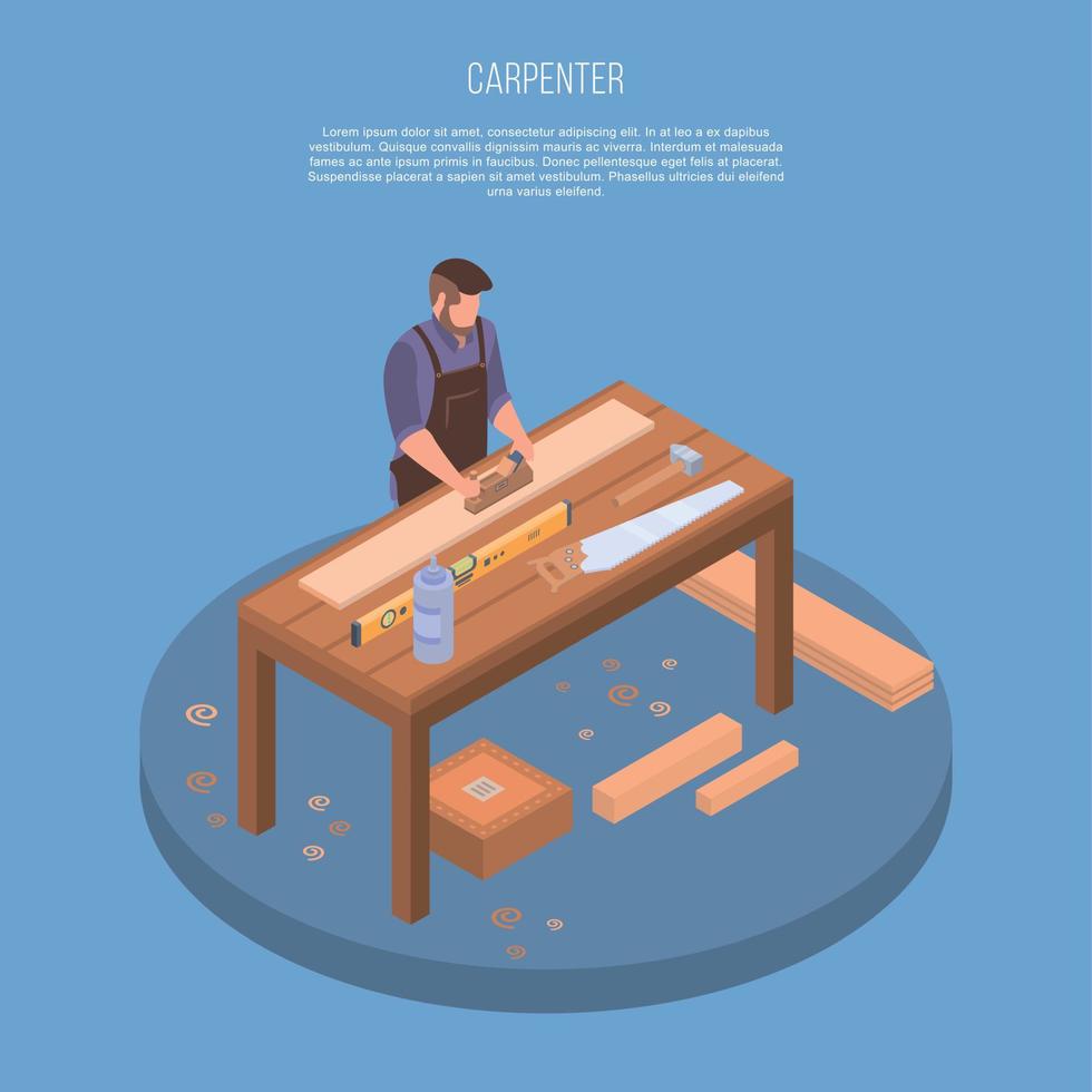 Carpenter concept background, isometric style vector