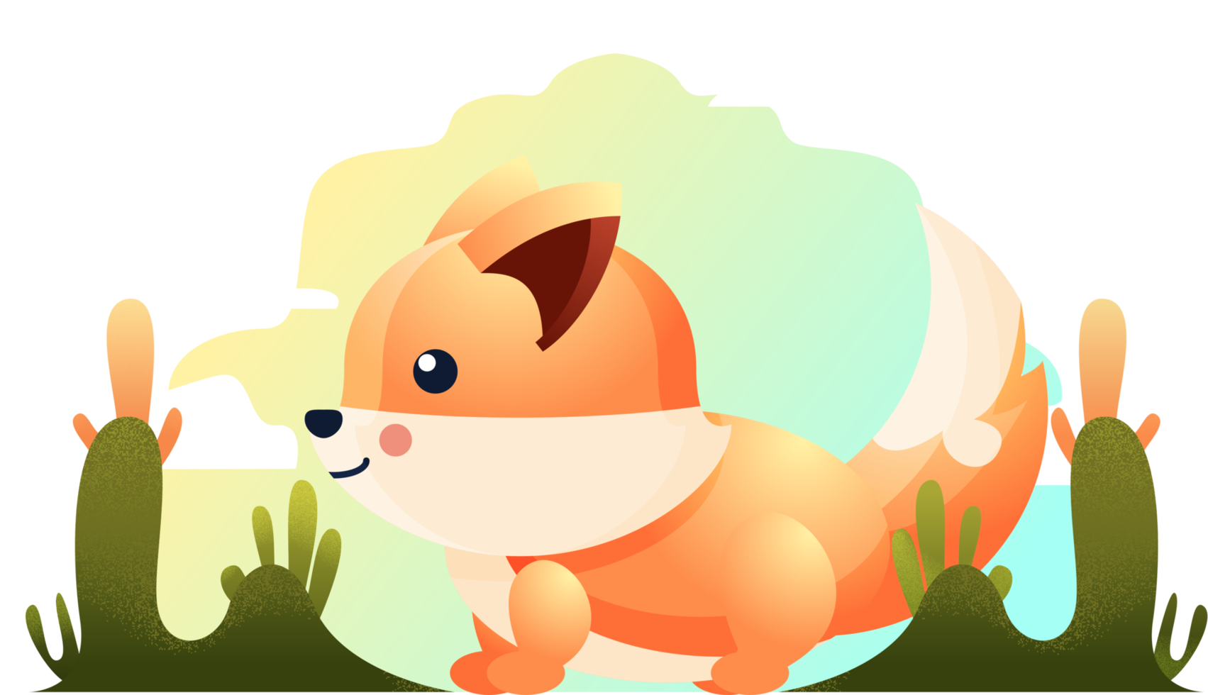 cute fox character illustration walking png