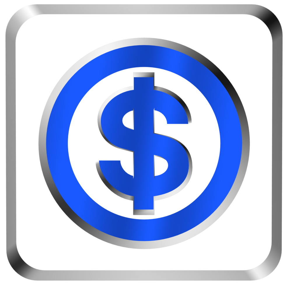 icône de signe dollar. icône de dollar 3d bleu png